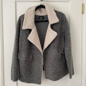 Zara Knit coat with fuzzy collar